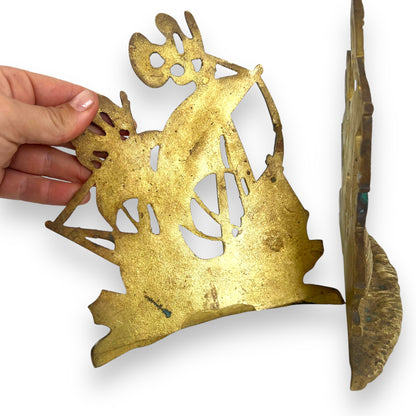 Brass Ship Bookend Pair