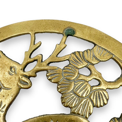 Round Brass Deer Trivet