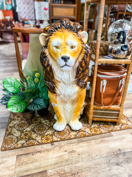 Italian Ceramic Lion Statue – 90cm Tall