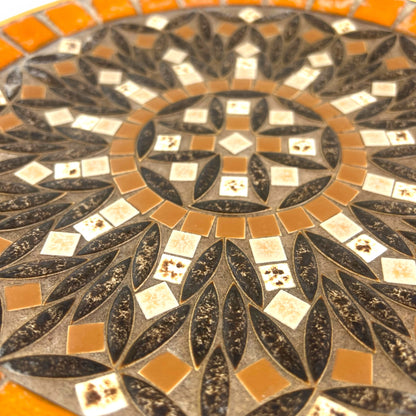 Mosaic Stone Plate | Geometric Tile Design in Orange and Brown