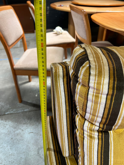 Mustard, Black & Cream Striped Velour Corner Lounge Suite