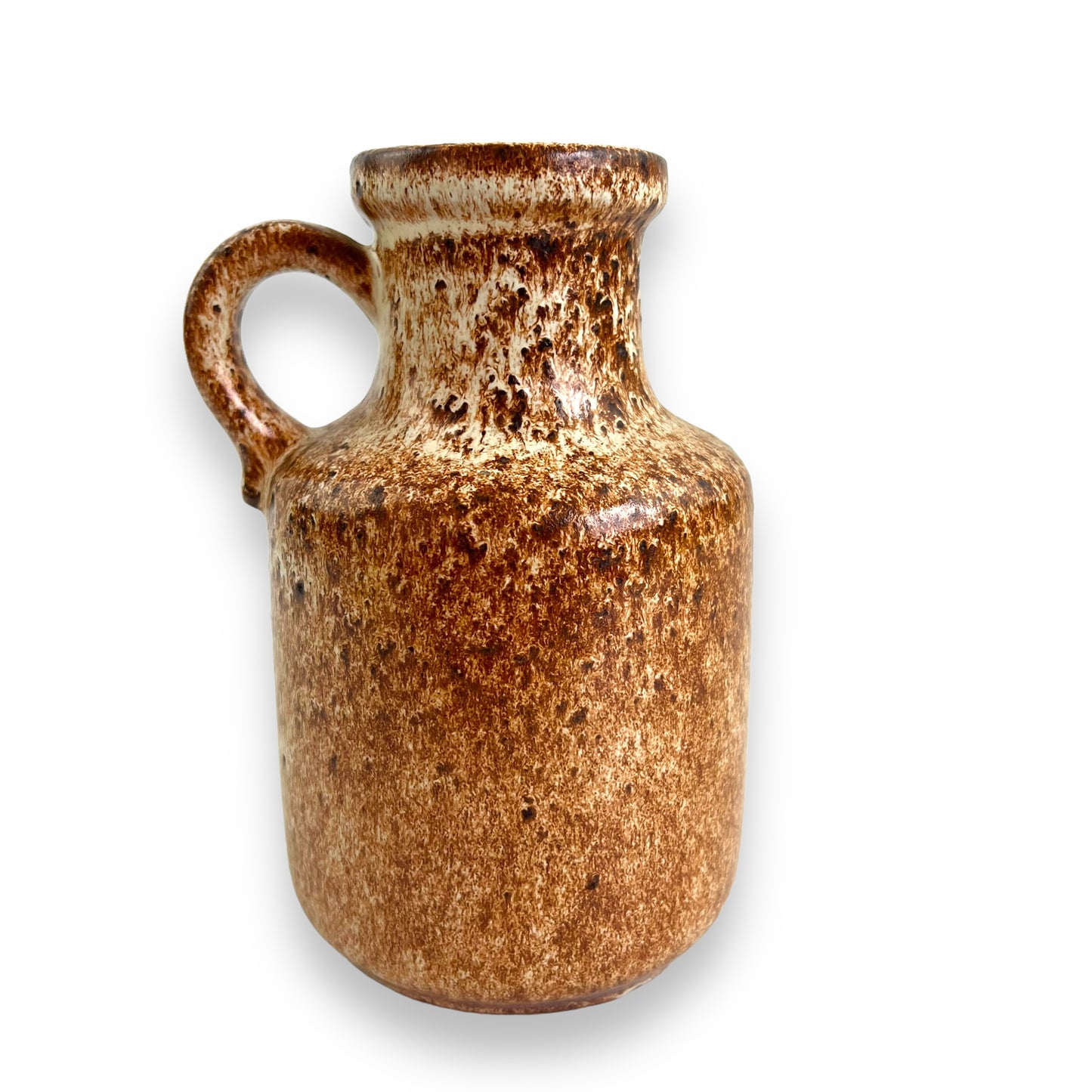 West German Vase with Handle brown speckle pattern stamped 414/16