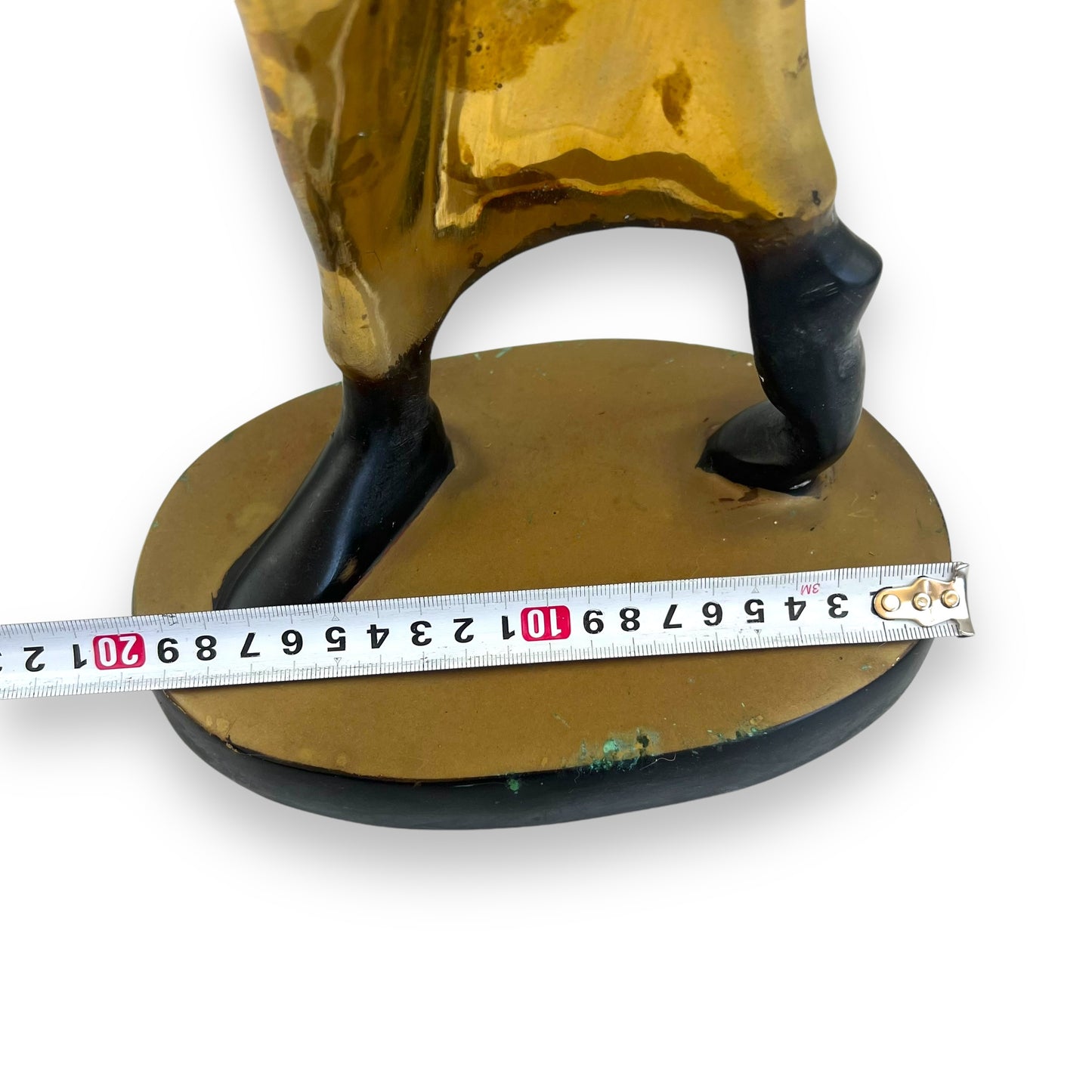 Karl Hagenauer Standing African Woman Brass Sculpture - Gold Skirt & Basket