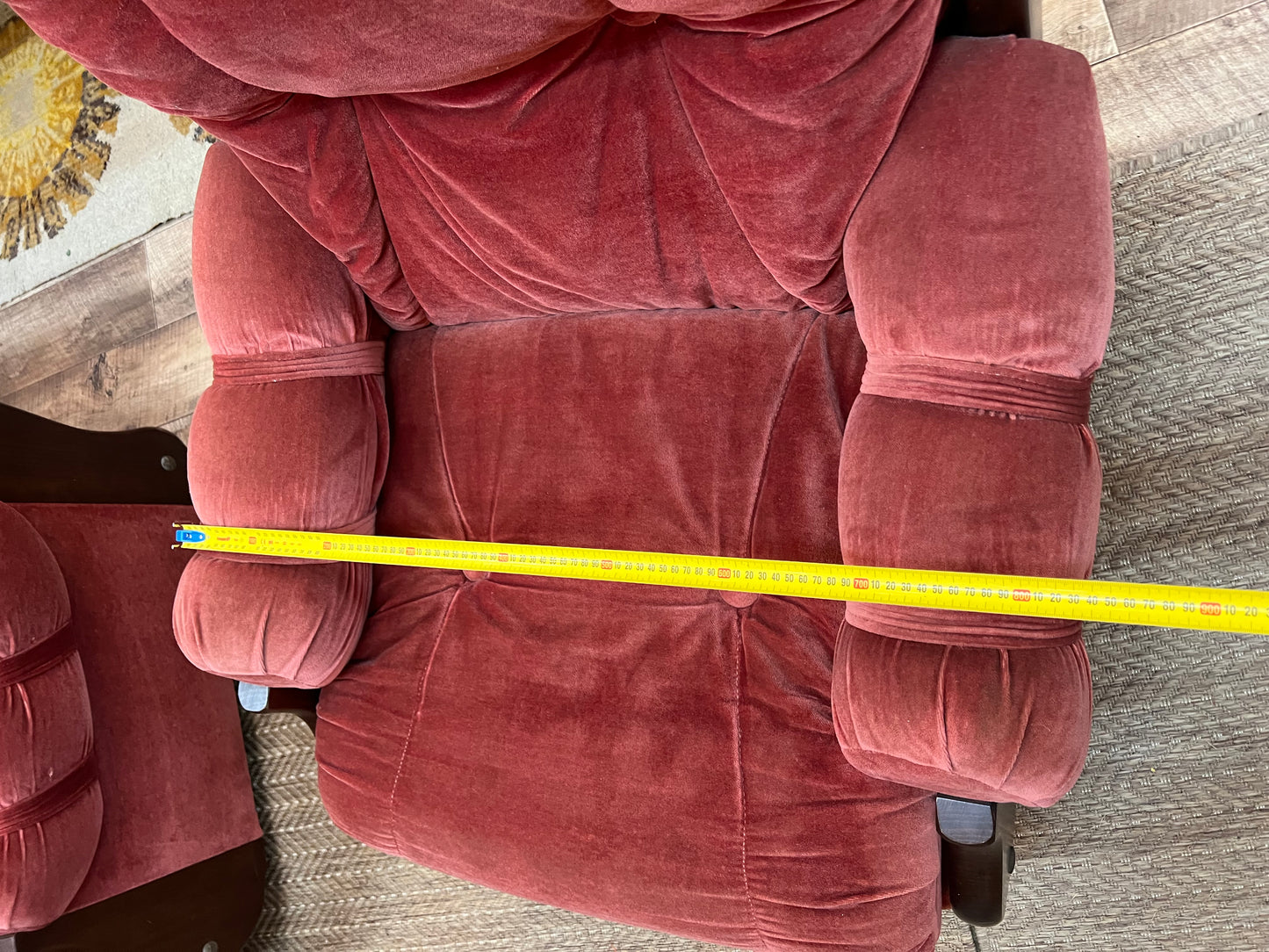 Pink Velvet Lounge Chair with Timber Frame