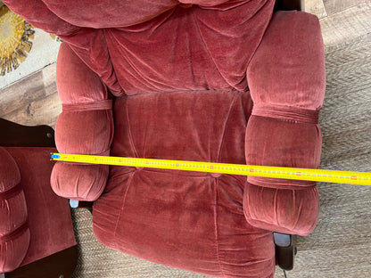 Pink Velvet Lounge Chair with Timber Frame