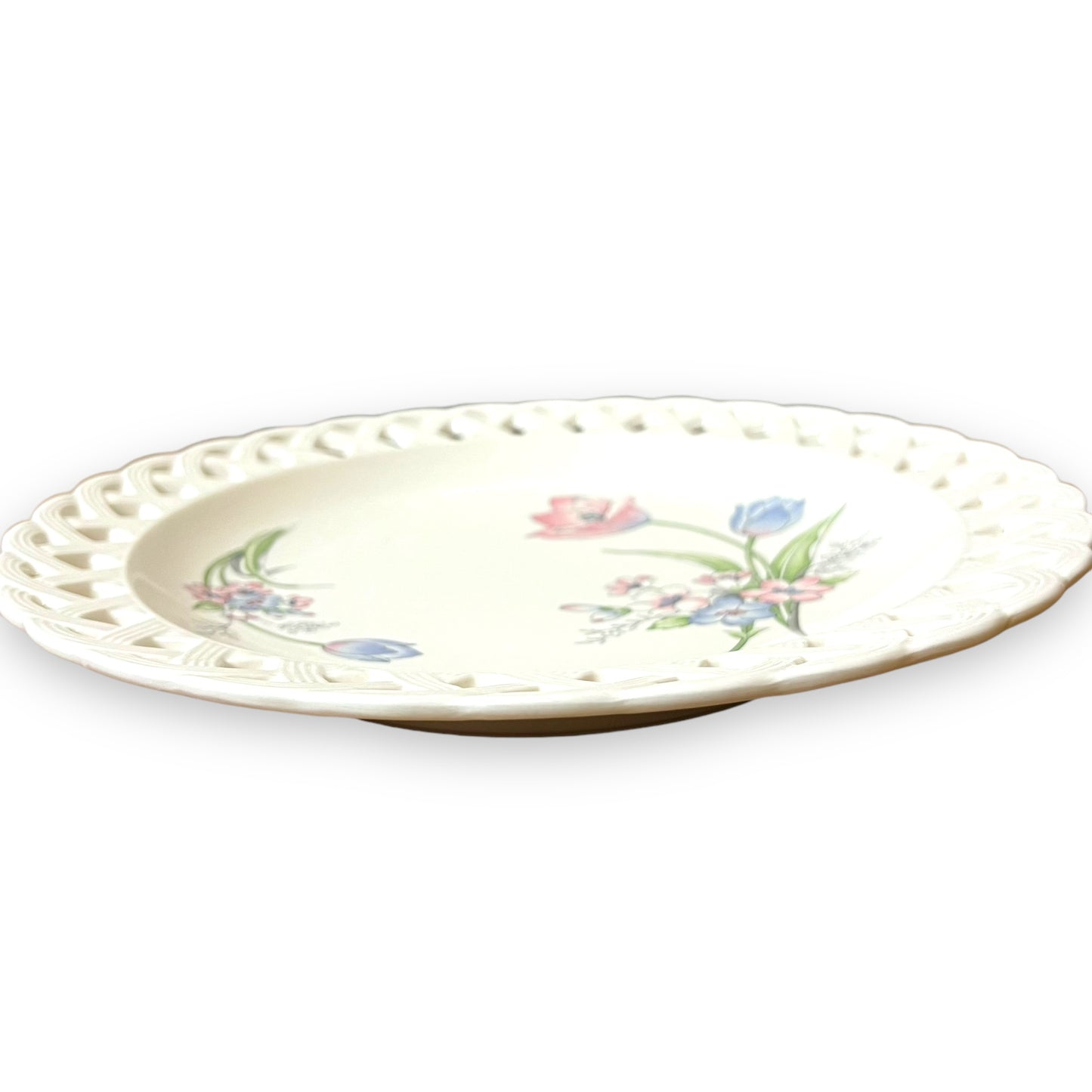 Yamazaki Royal Lattice Plate – Floral Design with Openwork Border, Made in Japan