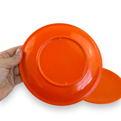 Orange Plastic Melamine Plate Set of 2