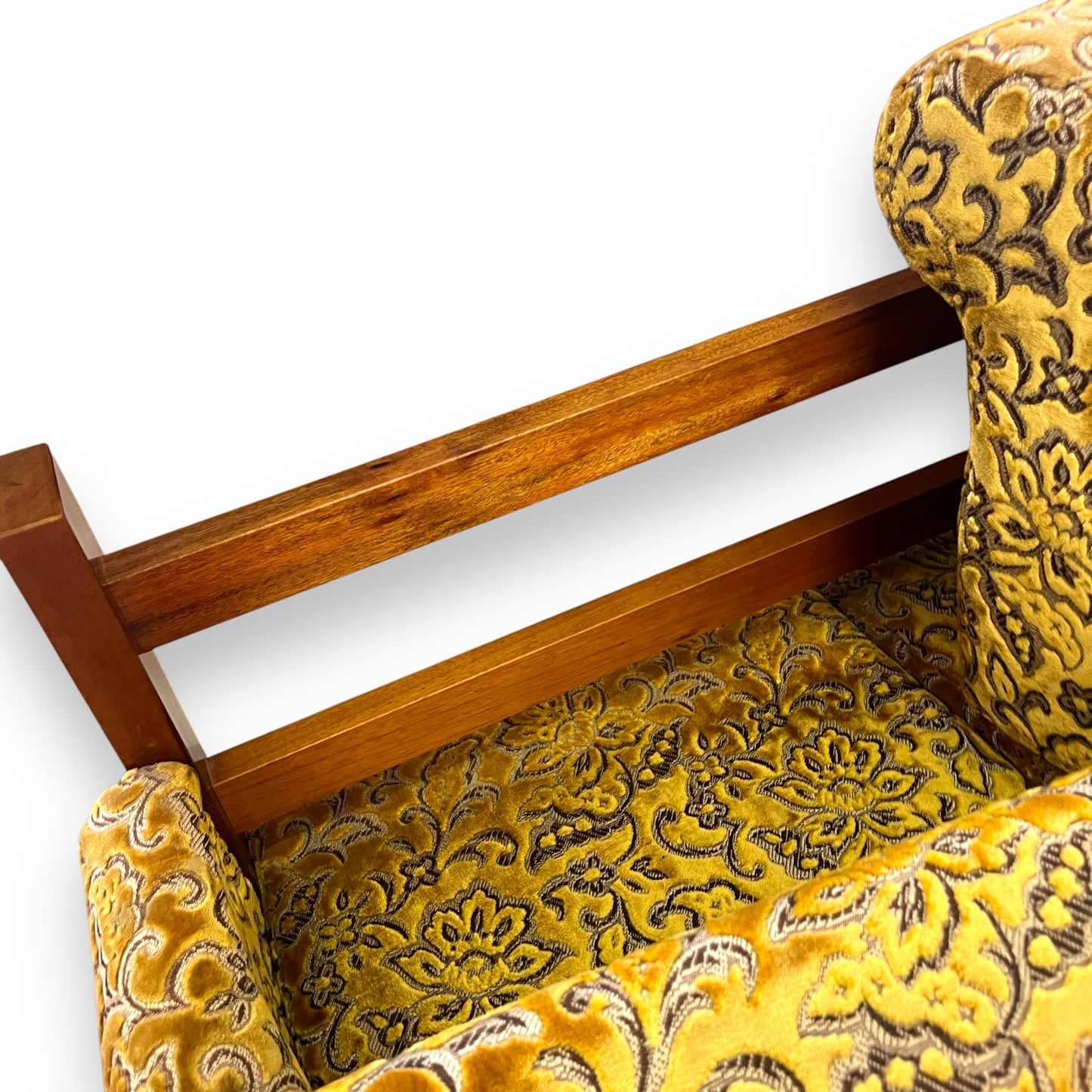 1970s 3 Seater lounge gold floral velour upholstery