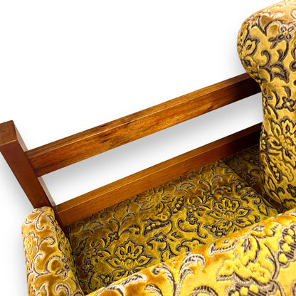 1970s 3 Seater lounge gold floral velour upholstery
