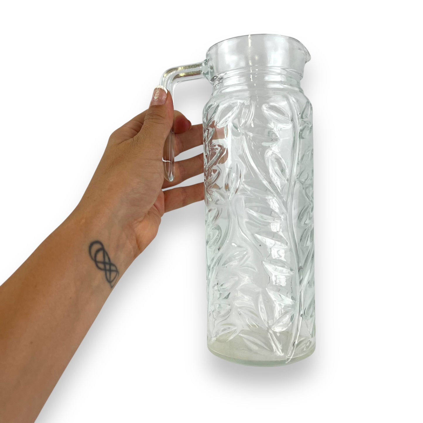 Clear Glass Jug Leaf Pattern