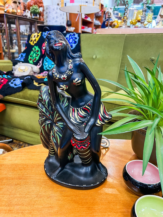 Barsony “Drumming Lady” Chalkware Lamp