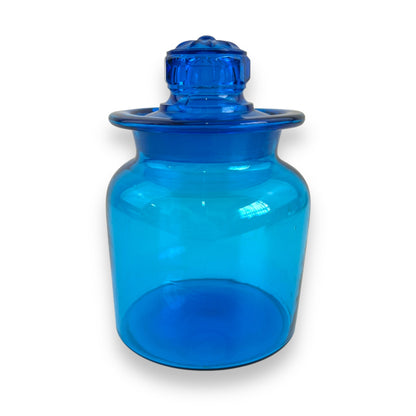 Blue Takahashi glass apothecary jar bottle with lid