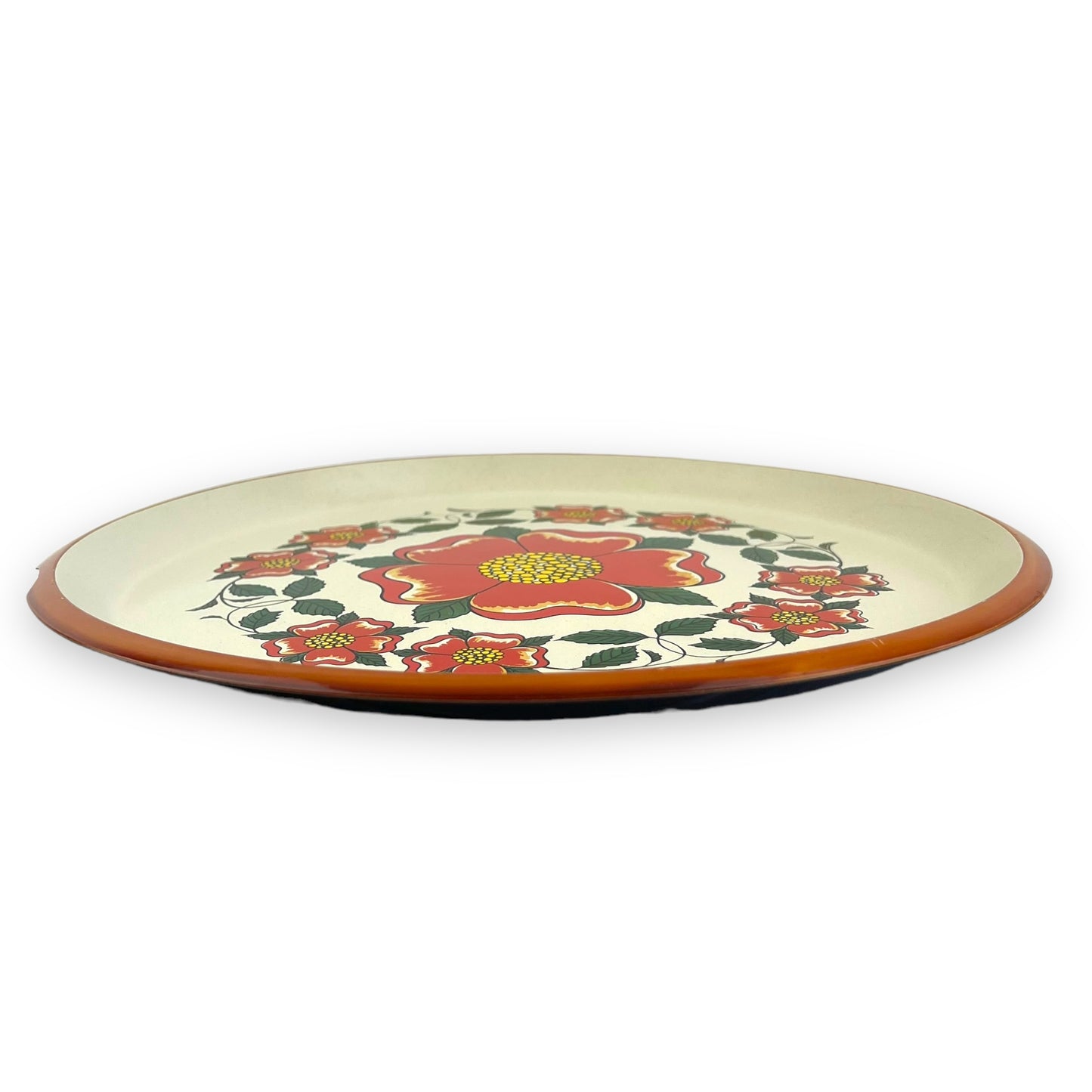 Plastic Red Flower Round Tray