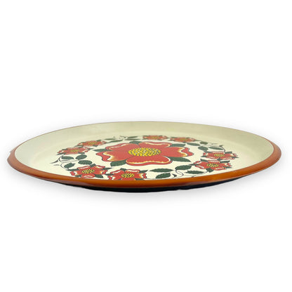 Plastic Red Flower Round Tray