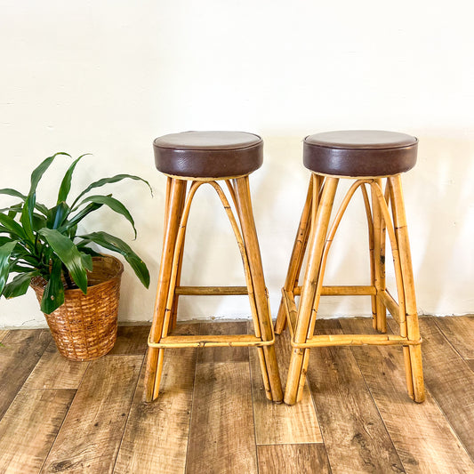 Cane Barstool Brown Tops set of 2