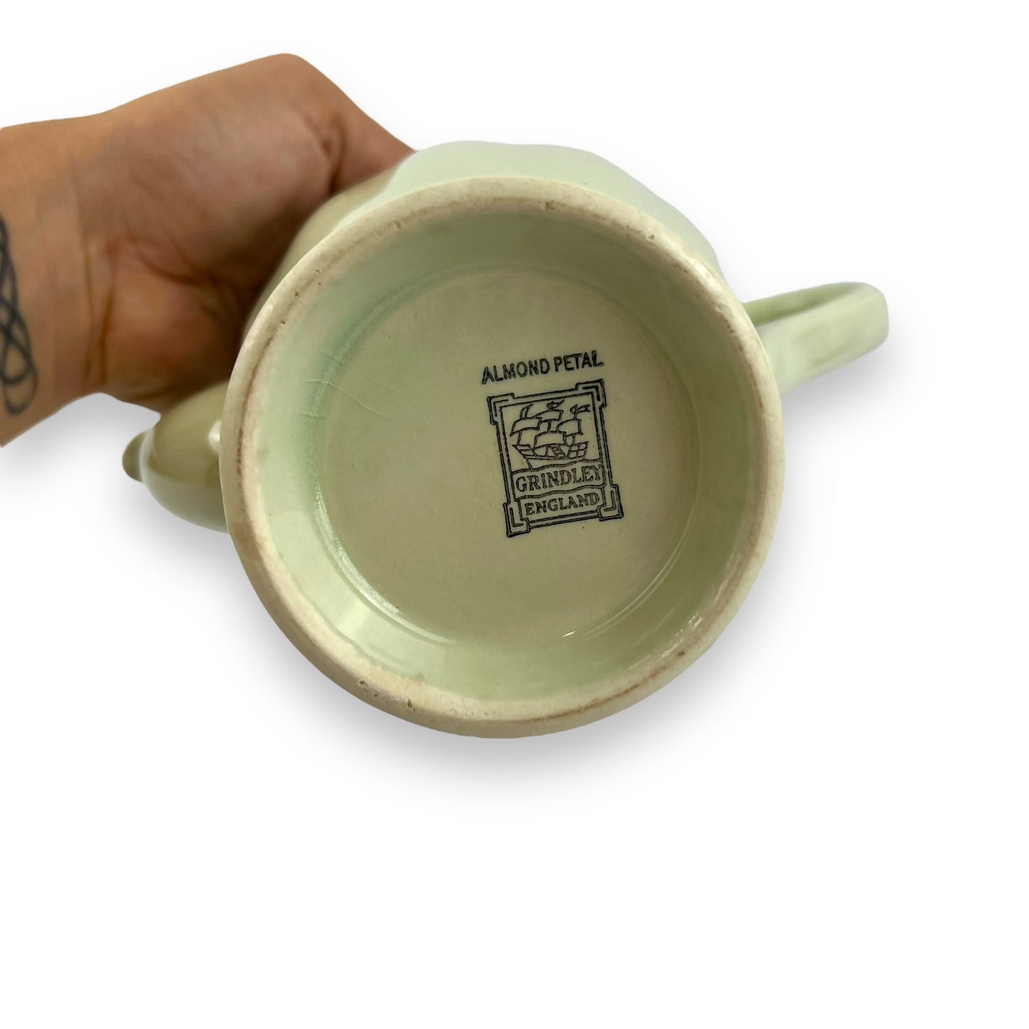 Grindley England Almond Petal Green Ceramic Teapot