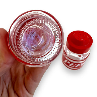Red Glass Plastic Top Salt & Pepper Shaker Set - Made in Italy