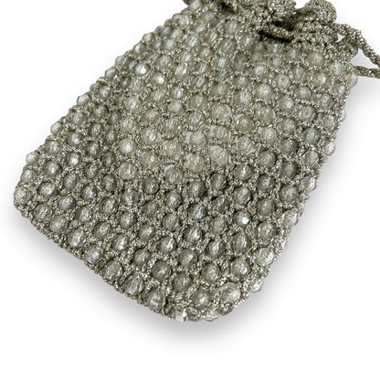 Silver Beaded Knitted evening Bag