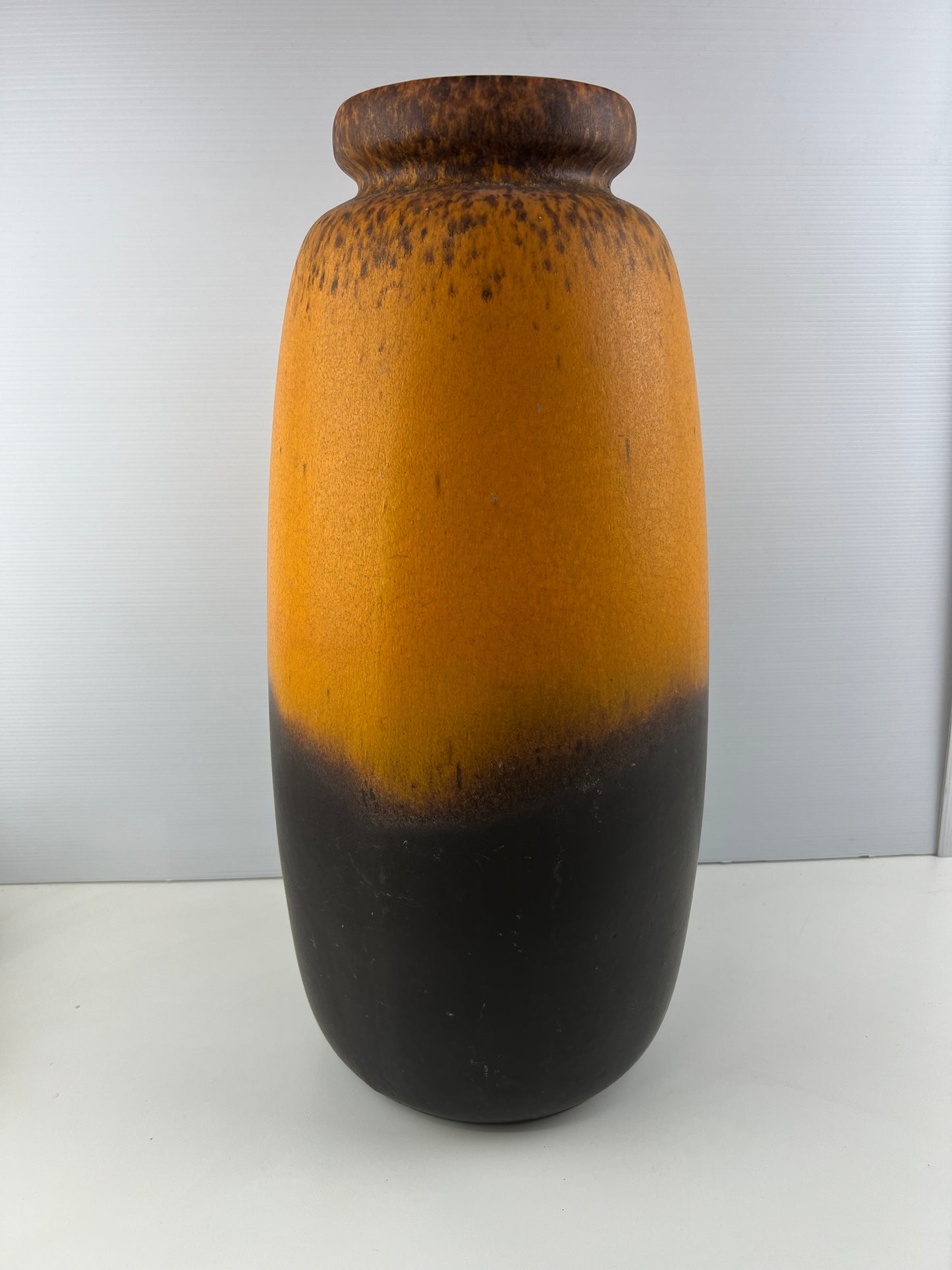West German Pottery Orange & Brown Floor Vase