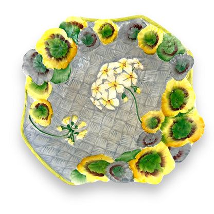 “Gera” Hand Painted Royal Winton England Basket weave Yellow flower ceramic bowl