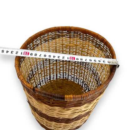 Brown stripe wicker basket