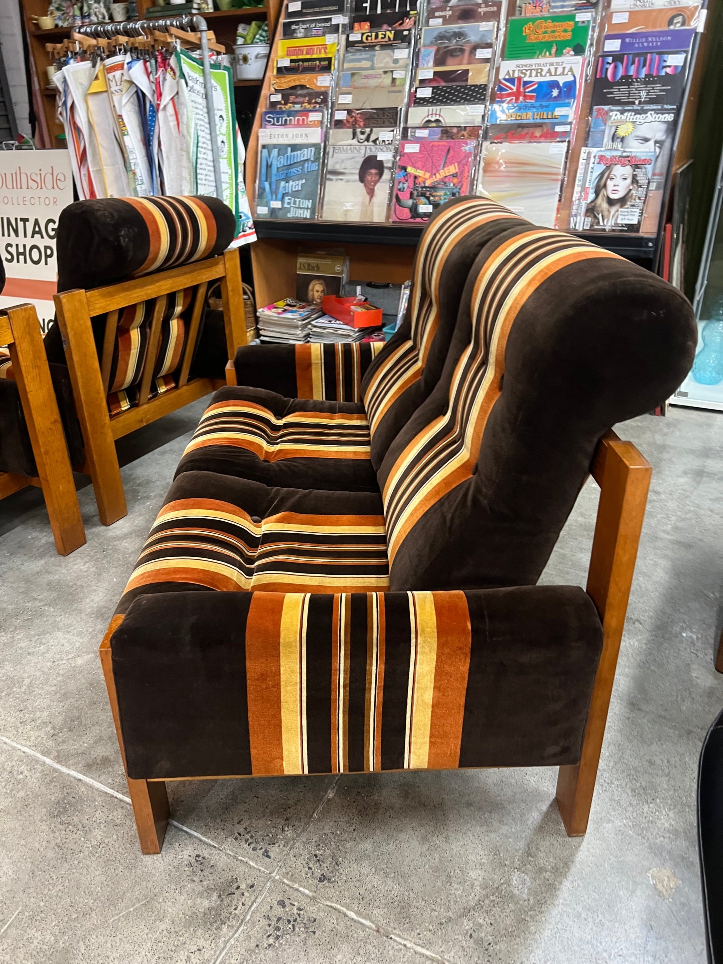 Danish Deluxe Two Seater Lounge – Original Striped Upholstery