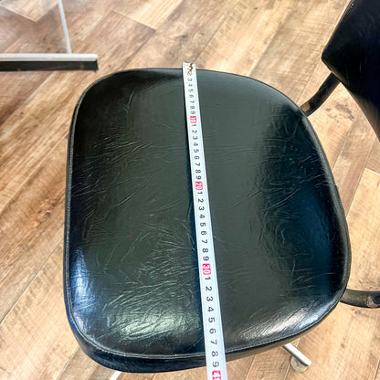 Brown Laminate Octagon Dining Table and 4 Black swivel dining chairs