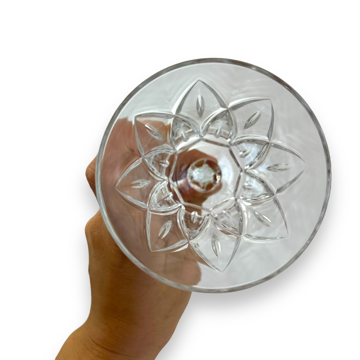 Set of 6 Vintage Cut Glass Goblets – Diamond Pattern Wine Glasses
