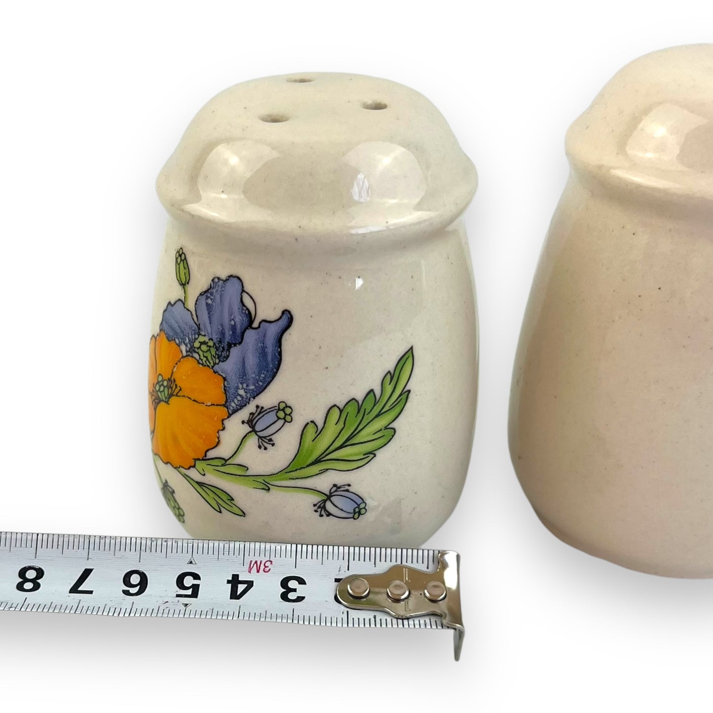 Orange & Blue flower salt and pepper shaker set