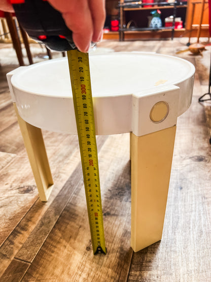 Round Side Table / Plant Stool – Two Tone Cream Plastic