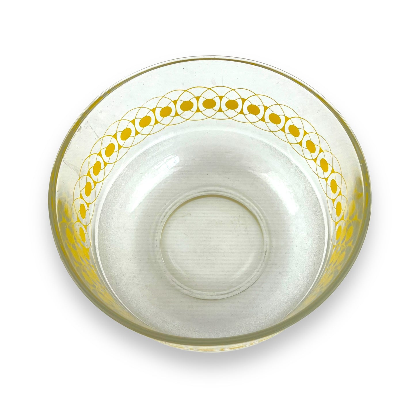 Clear glass yellow pattern mixing bowl