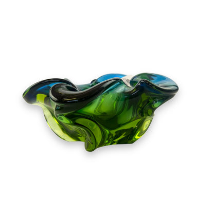 Blue and Green Art Glass Dish