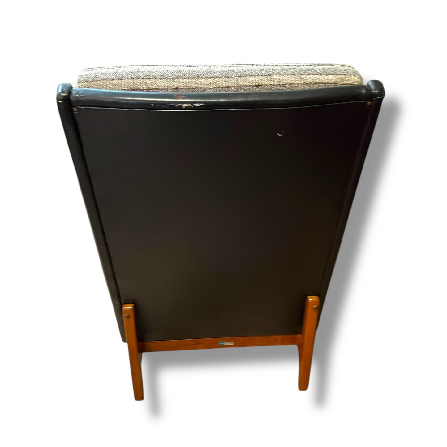 Fler ‘Flerclub’ High Back Armchair – Mid-Century Modern, Vinyl & Striped Fabric, Teak Base
