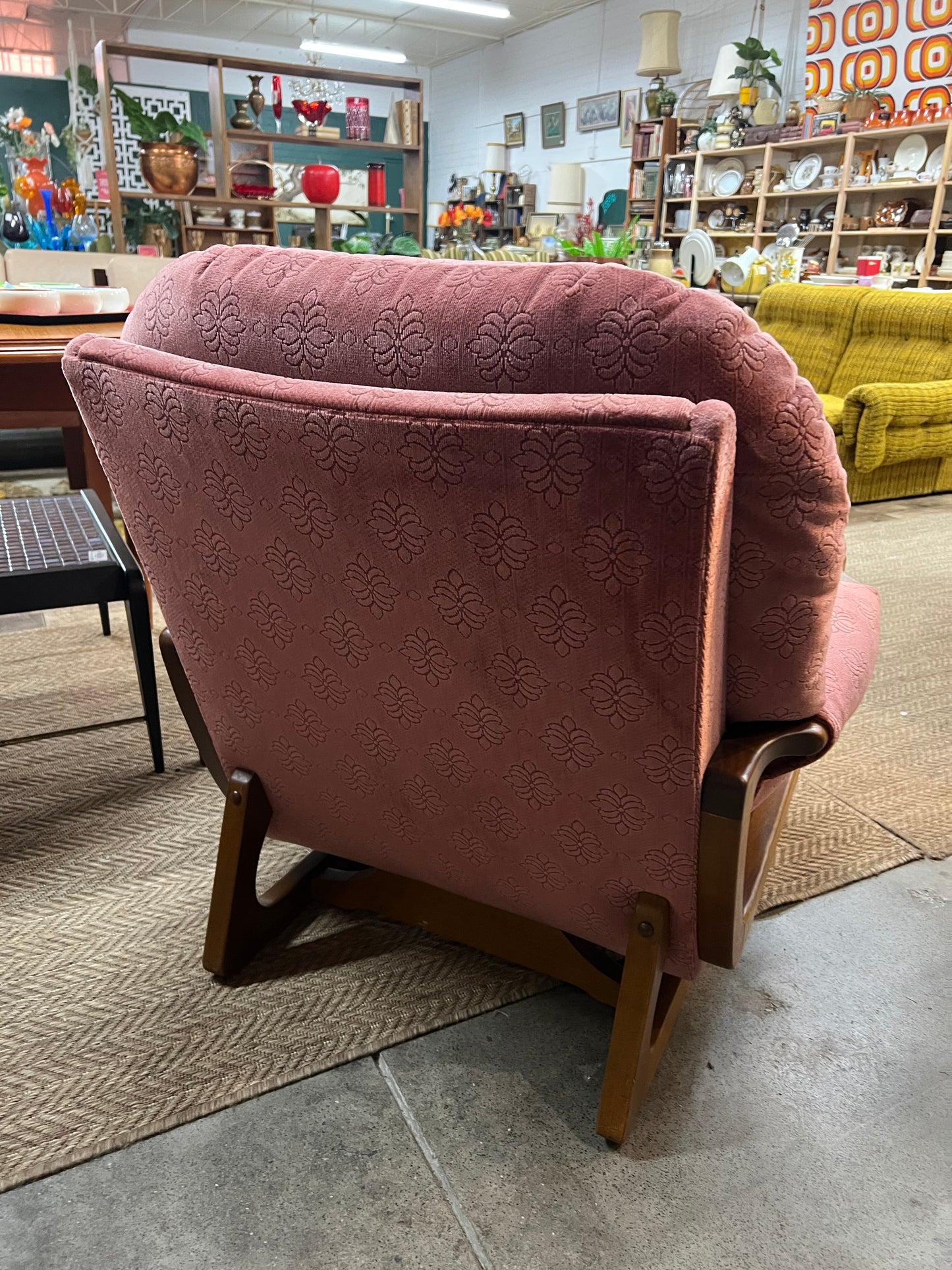 2. Pink Patterned Upholstery Sleigh Base Armchair