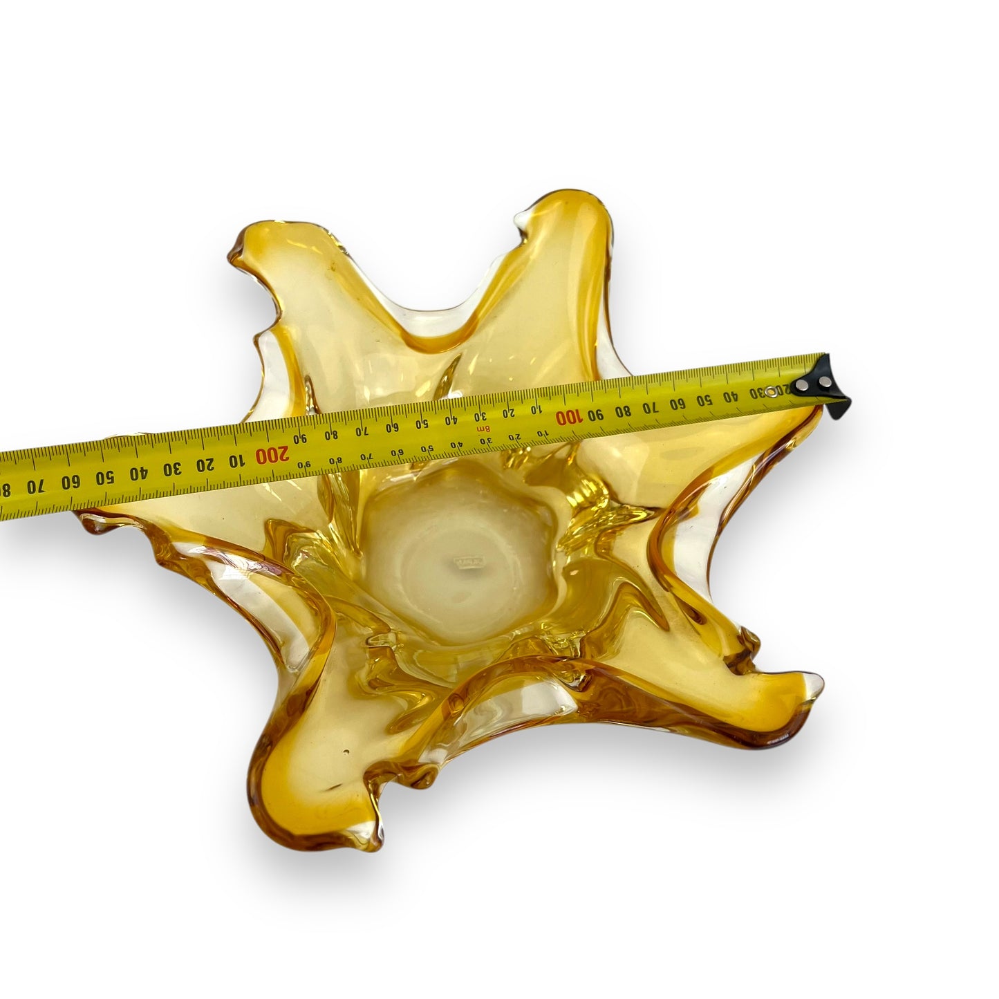 Amberina Honey Yellow 6 Point Glass Dish – Mid Century Art Glass (Made in Japan)