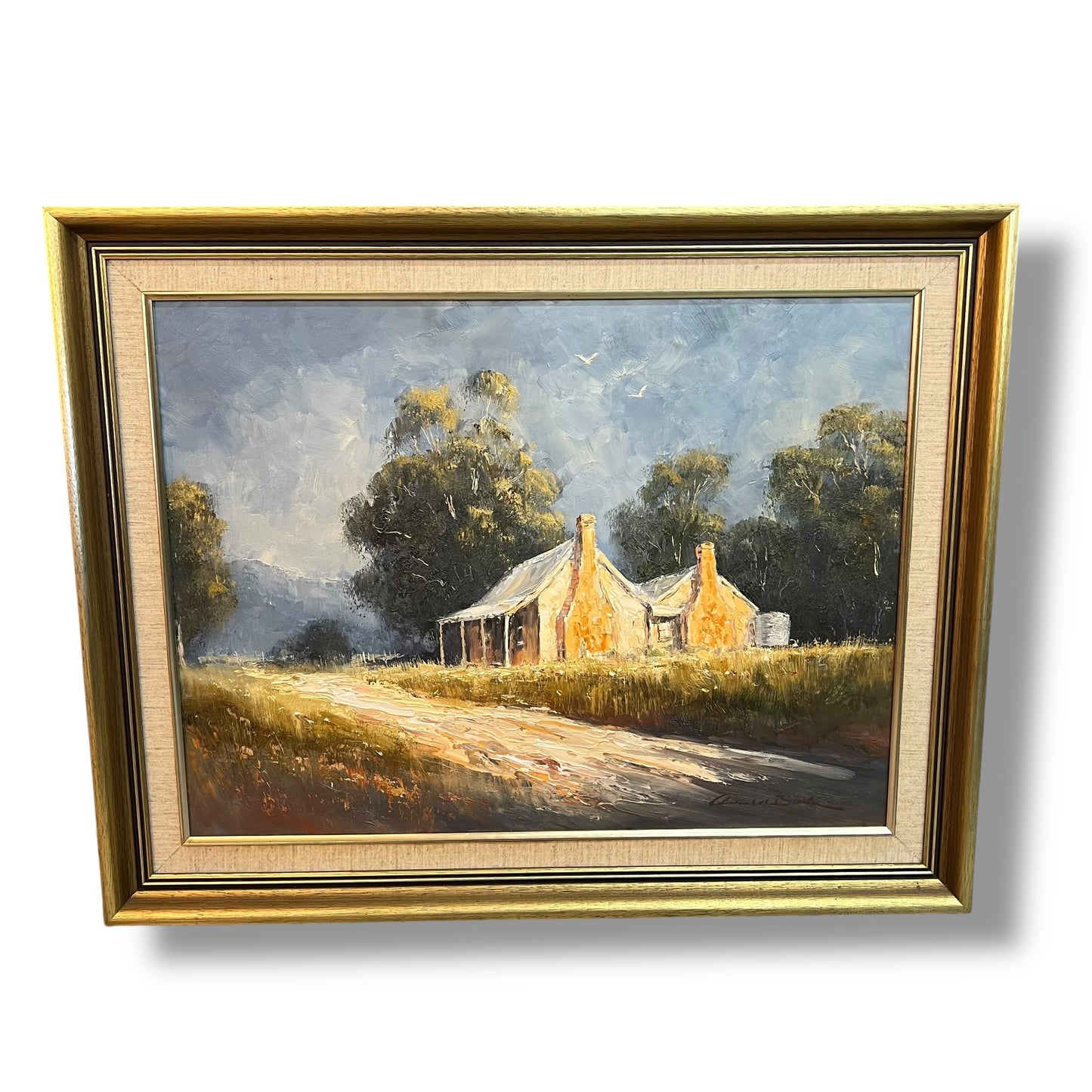 “Old House at Kersbrook” by Charles Bock – Framed Vintage Australian Landscape Painting