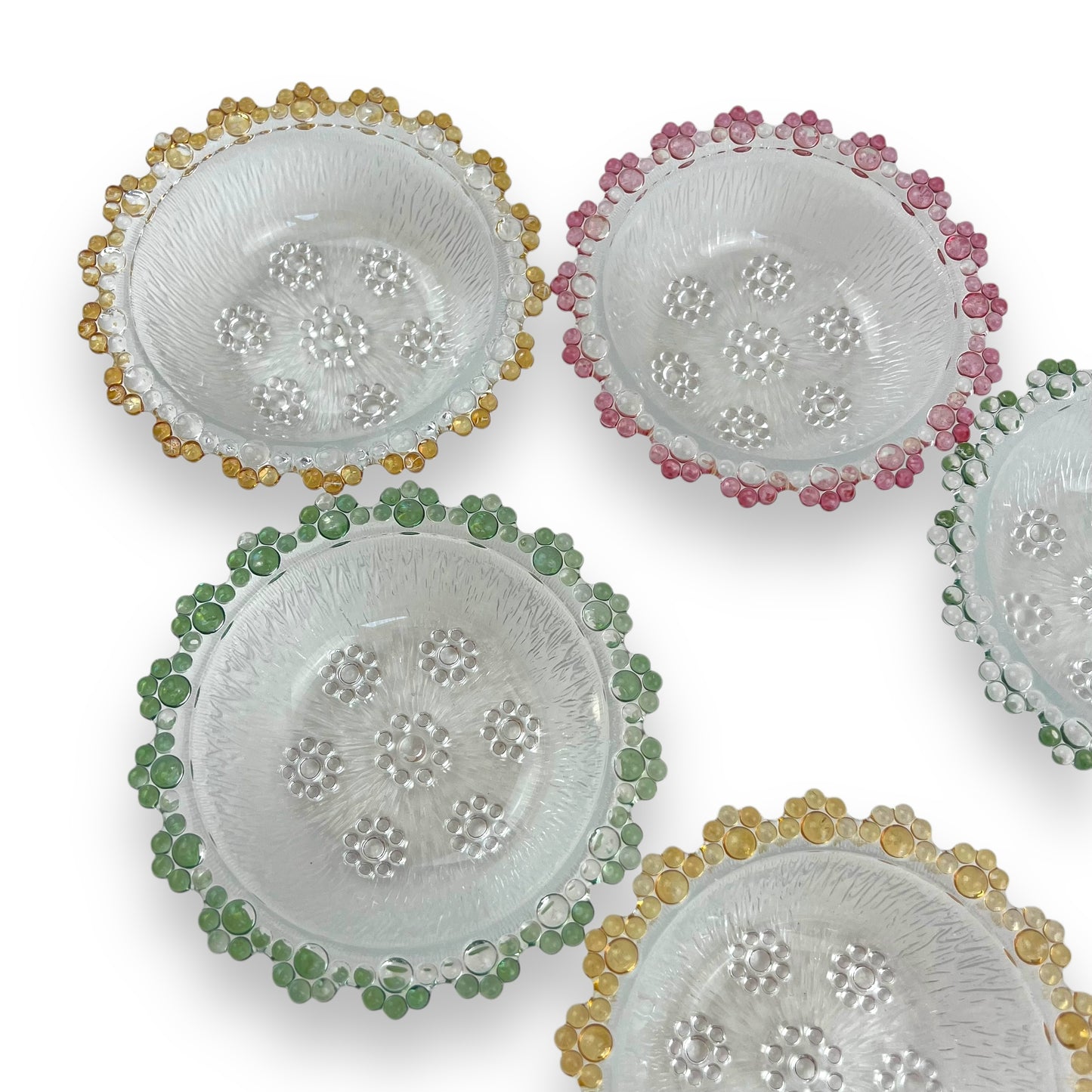 Set of Six Vintage Textured Bubble Lace Dessert Bowls made in Italy by Masserini.