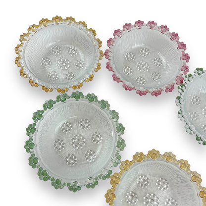 Set of Six Vintage Textured Bubble Lace Dessert Bowls made in Italy by Masserini.