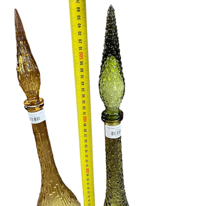 Olive Green Hobnail Genie Bottle