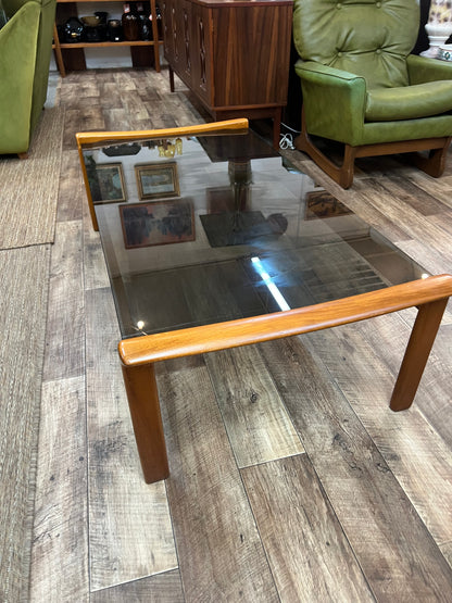 Tessa T21 Coffee Table | Mid Century Smoked Glass & Timber Coffee Table