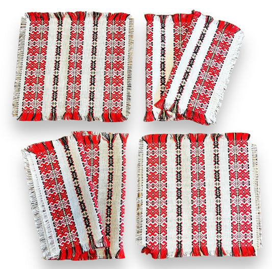 Woven Red, white and black placemats set of 6