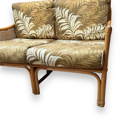 Cane Two Seater Lounge Palm Pattern Upholstery