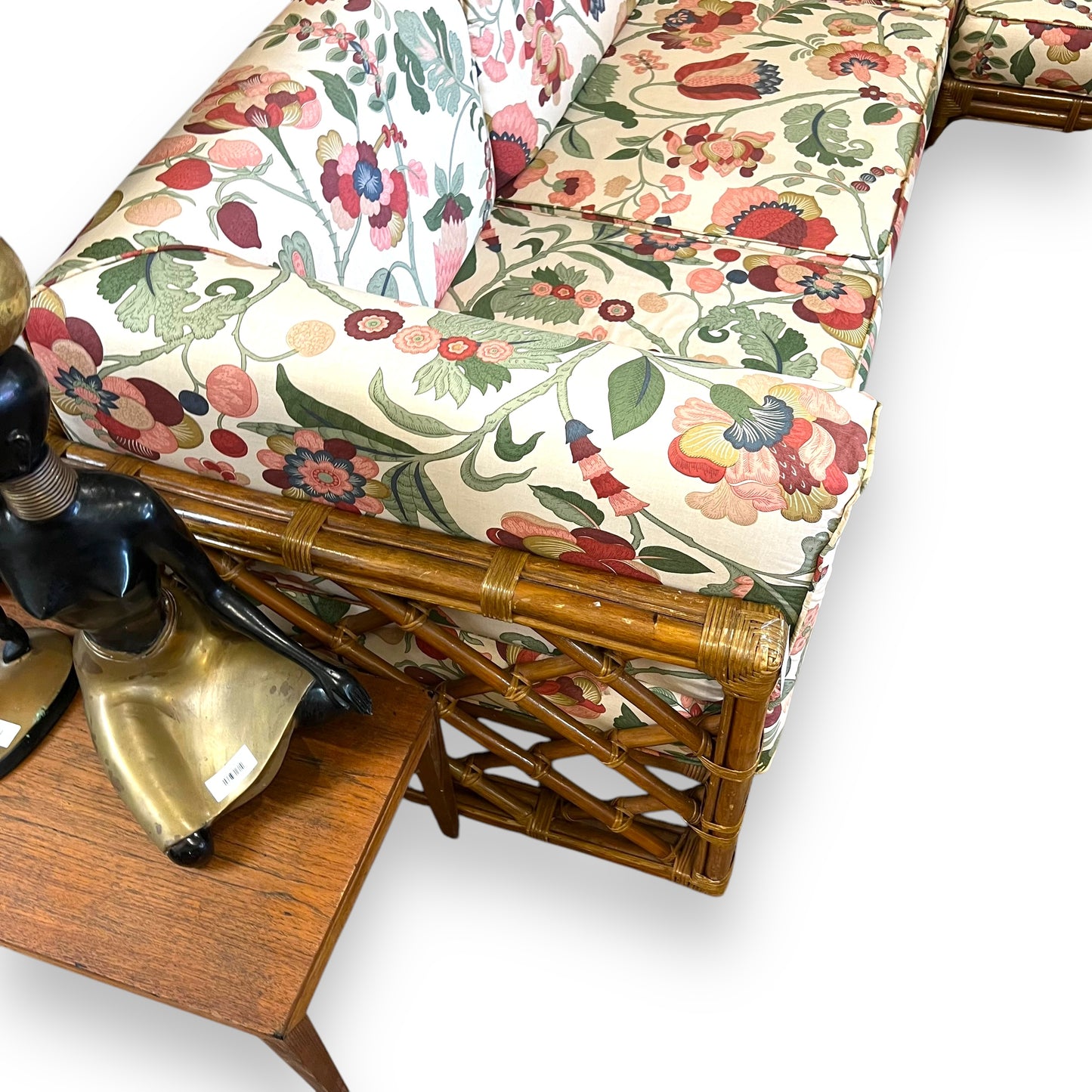 Cane 4 Piece Modular Lounge Floral Cushions