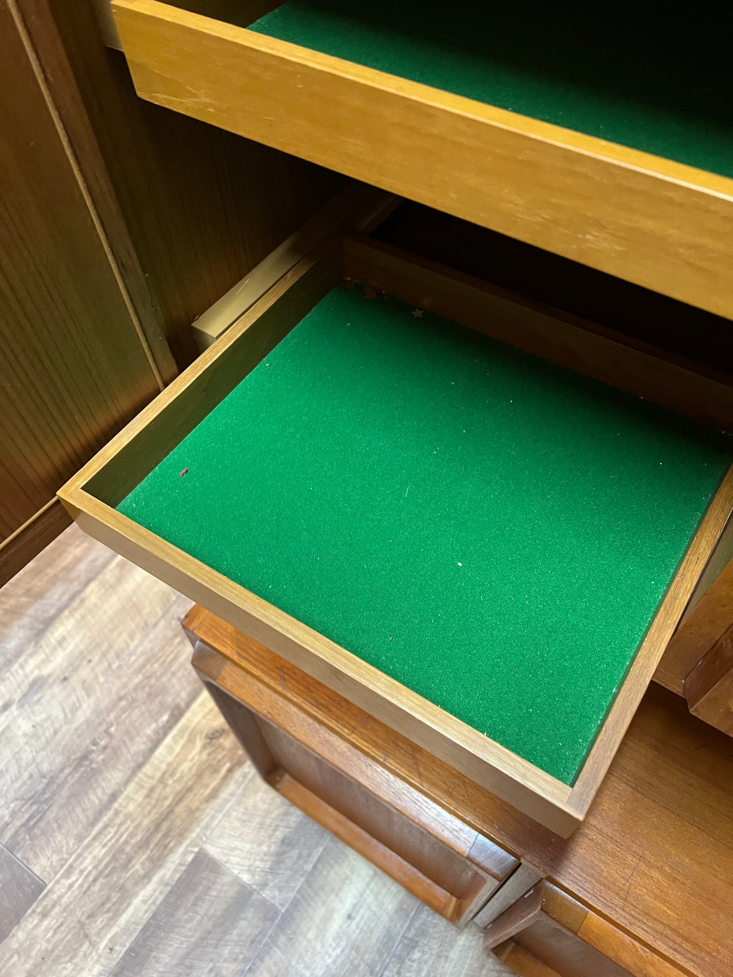 Macrob Mid Century Teak Pull-Down Bar Cabinet Display Unit