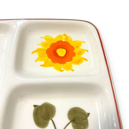 Divided Plate with Hand-Painted Floral Design - Made in Japan