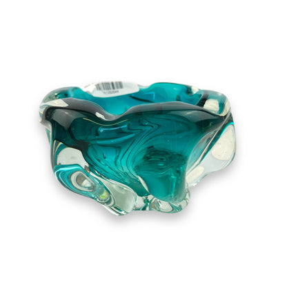 Blue and clear Art Glass Dish