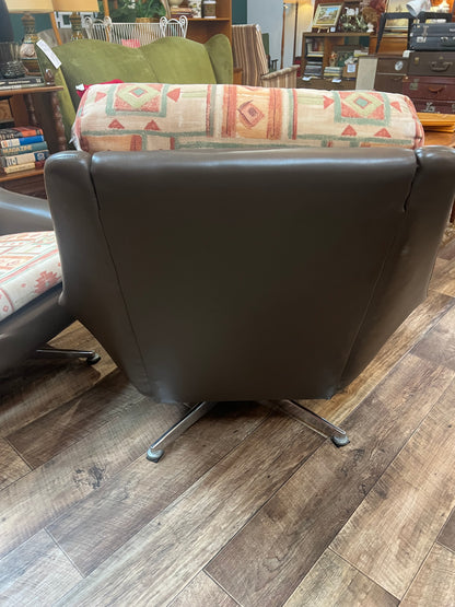2.Swivel Lounge Chair with Chrome Star Base & Geometric Upholstery