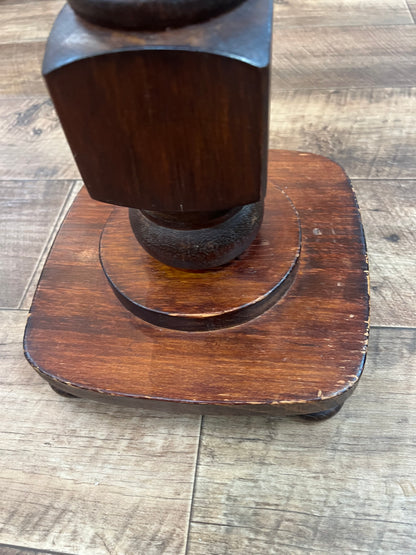 Timber Plant Stand / Pedestal Side Table – Dark Stained Wood