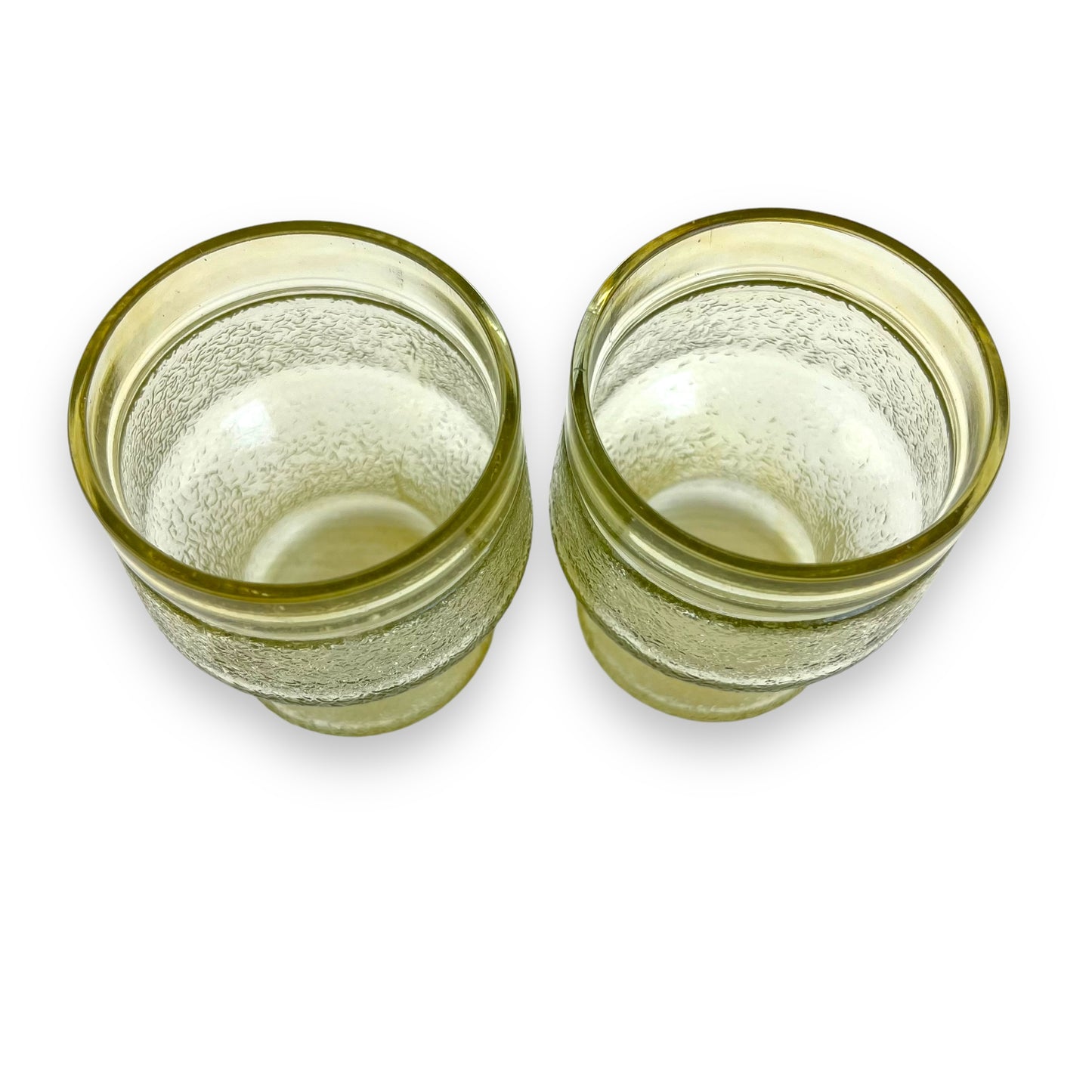 Yellow textured glass set of 2
