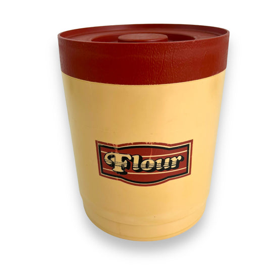 Beige & Maroon “Flour” Plastic Canister by Willow Australia
